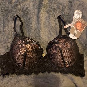 Black lace push up bra